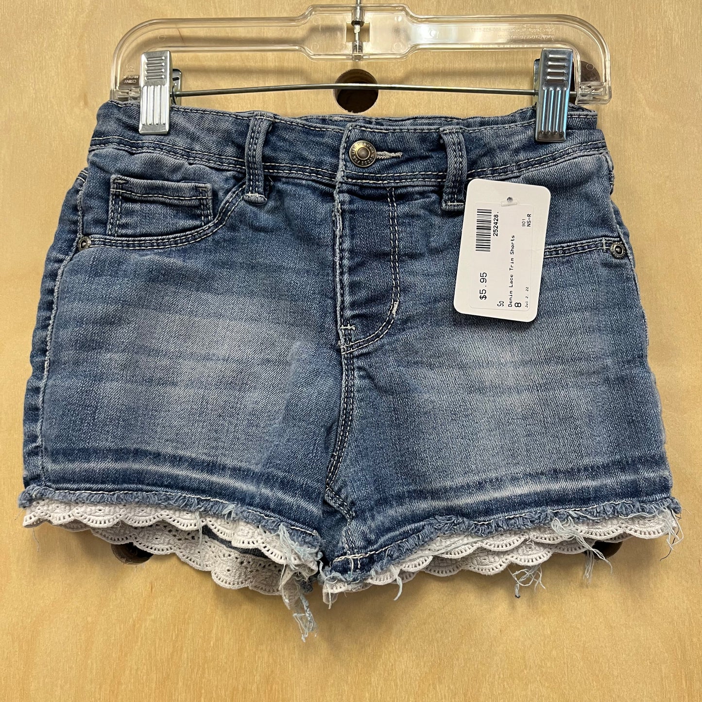 Denim Eyelet Trim Shorts