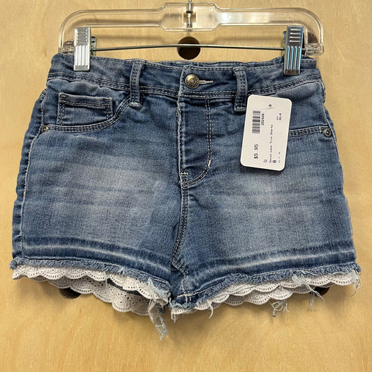 Denim Eyelet Trim Shorts