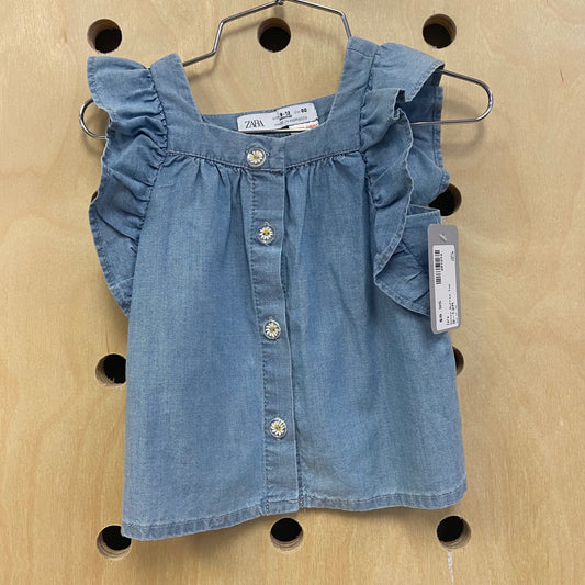 Denim Ruffle Top