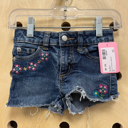 Denim Floral Shorts