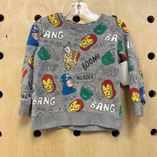 Grey Super Heros Pullover