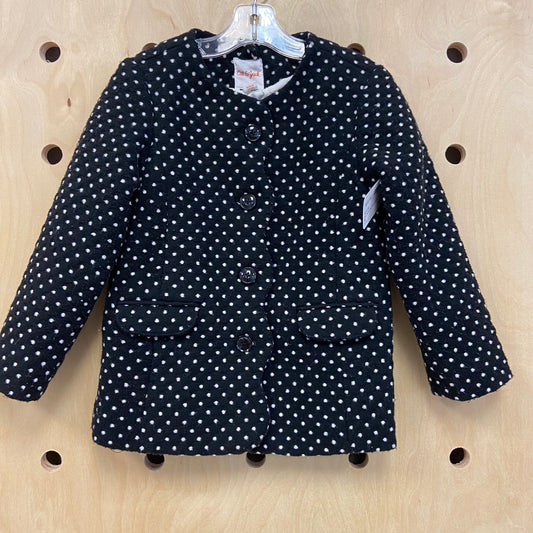 B+W Polka Dot Embroidered Coat
