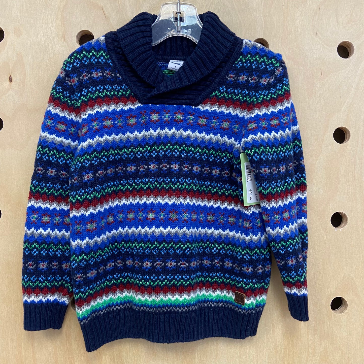 Blue Colorful Knit Sweater