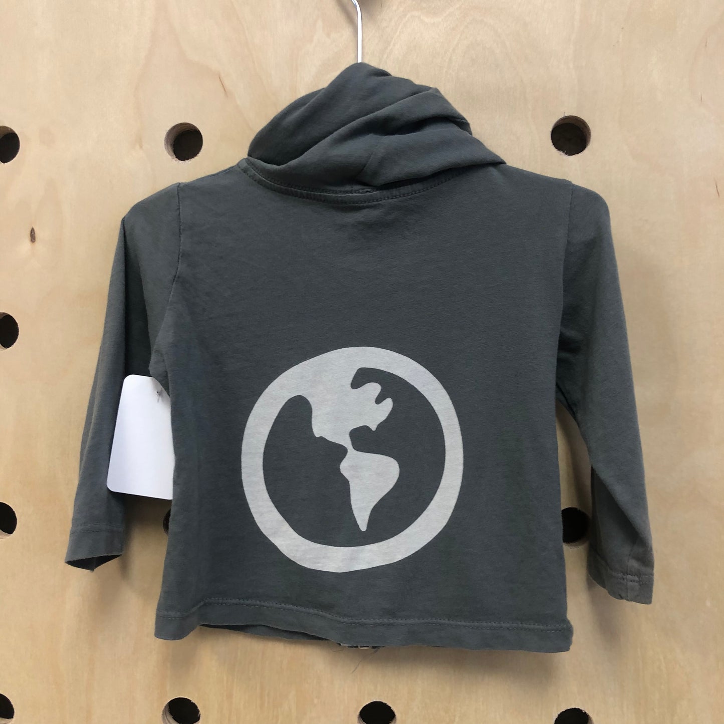 Grey Organic Logo  Zip Hoodie