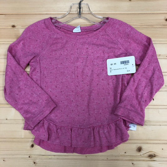 Pink Textured Knit LS Top