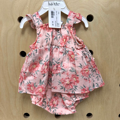 Pink Hibiscus Romper + Hat NEW