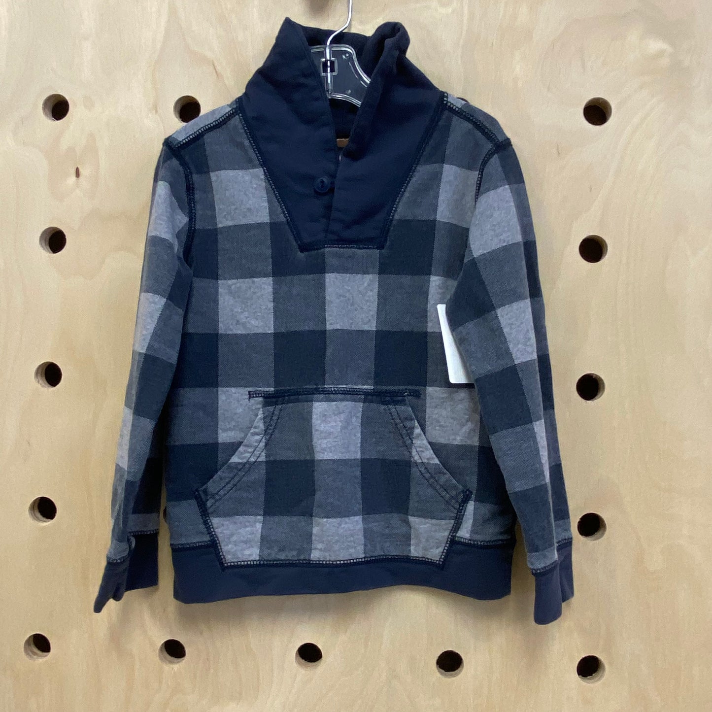 Grey Plaid Shawl Collar LS