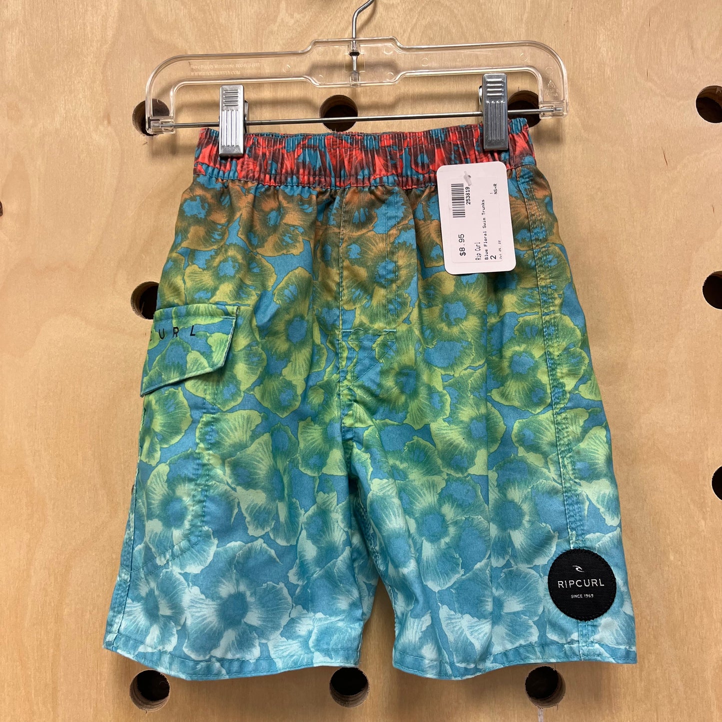 Blue Floral Swim Trunks