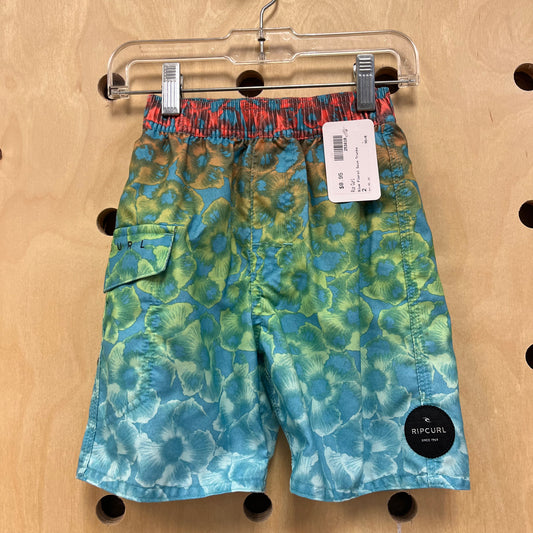 Blue Floral Swim Trunks