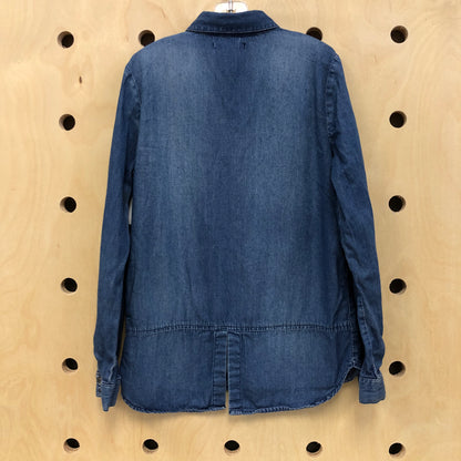 Denim Button Up Tunic Shirt