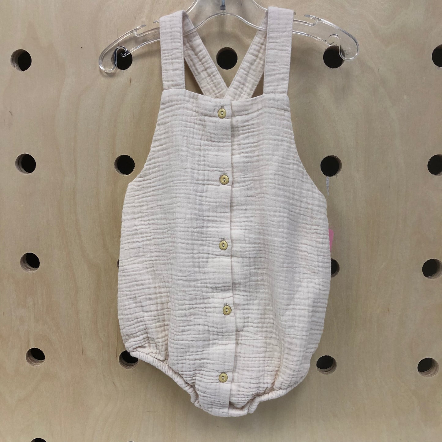 Cream Button Gauze Romper