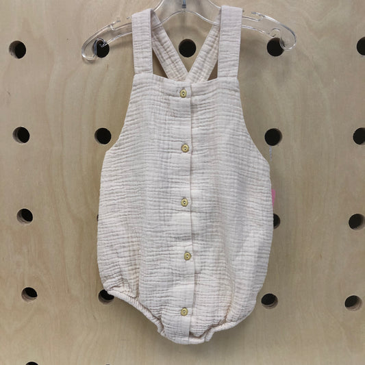 Cream Button Gauze Romper