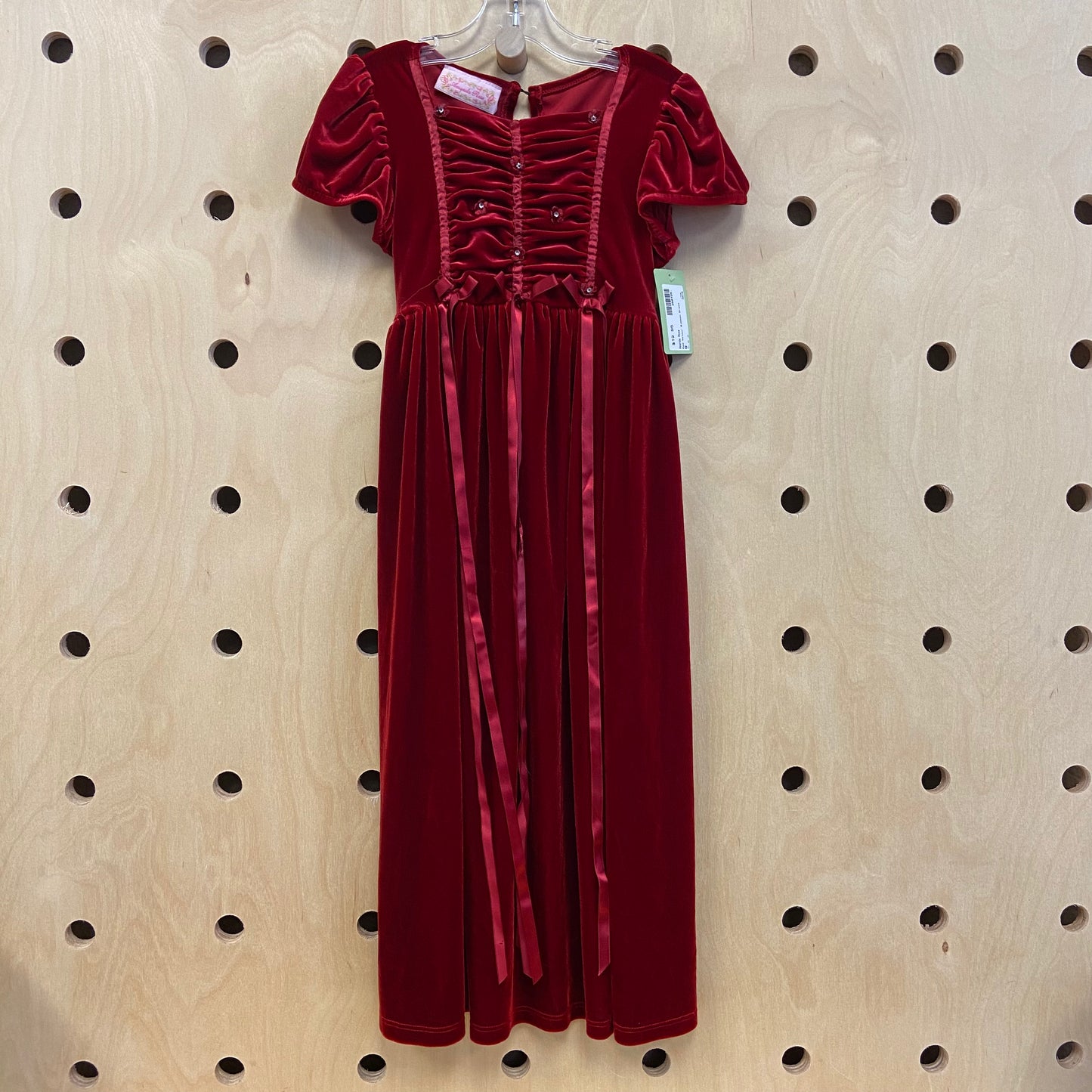 Red Velour Ribbon Dress