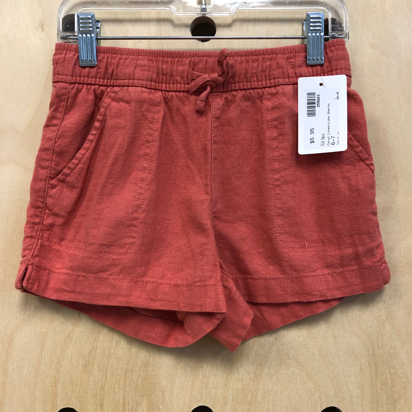 Coral Linen-Like Shorts
