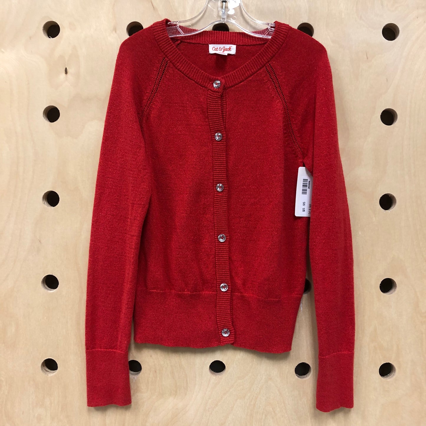 Red Foil Knit Cardigan