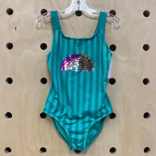 Teal Rainbow Sequins Swimsuit