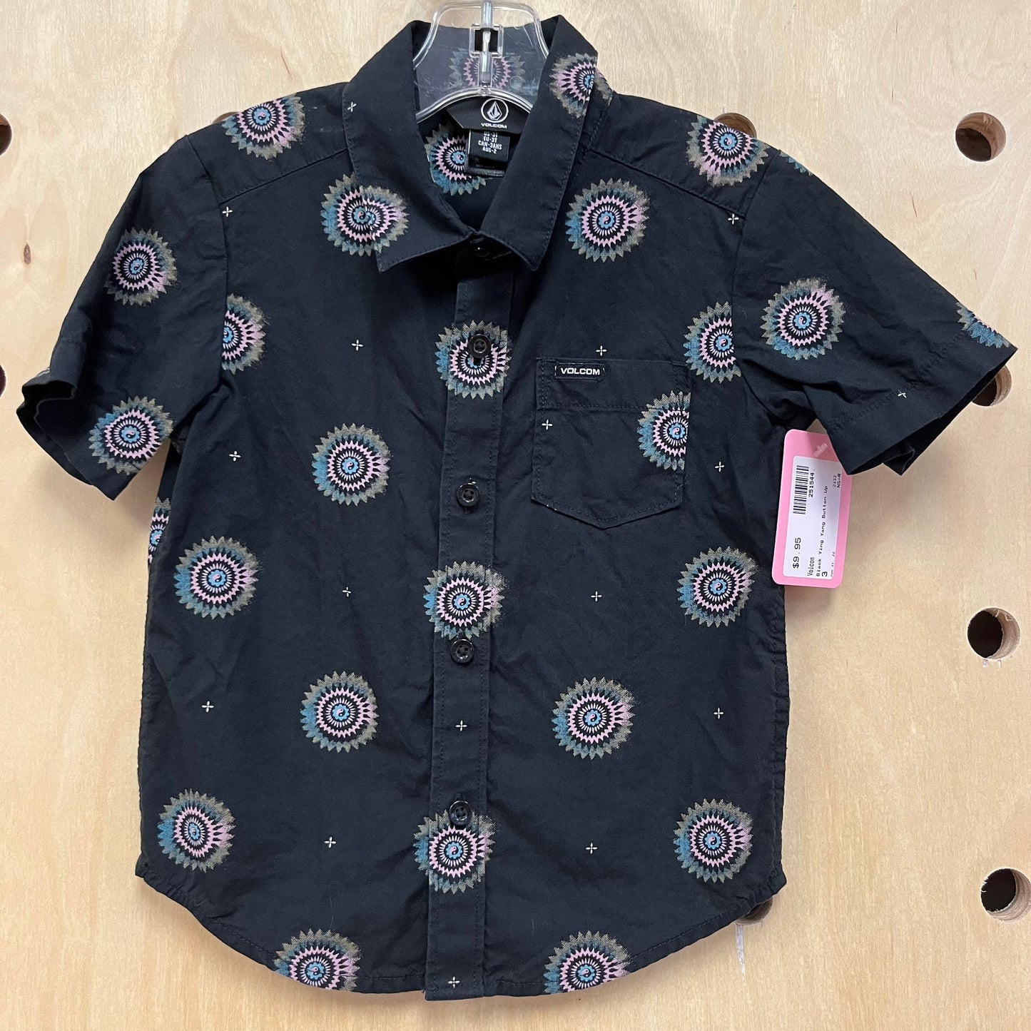 Black Ying Yang Button Up