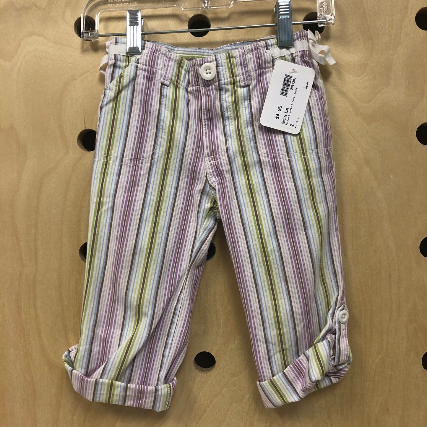 Purple & Green Striped Pants
