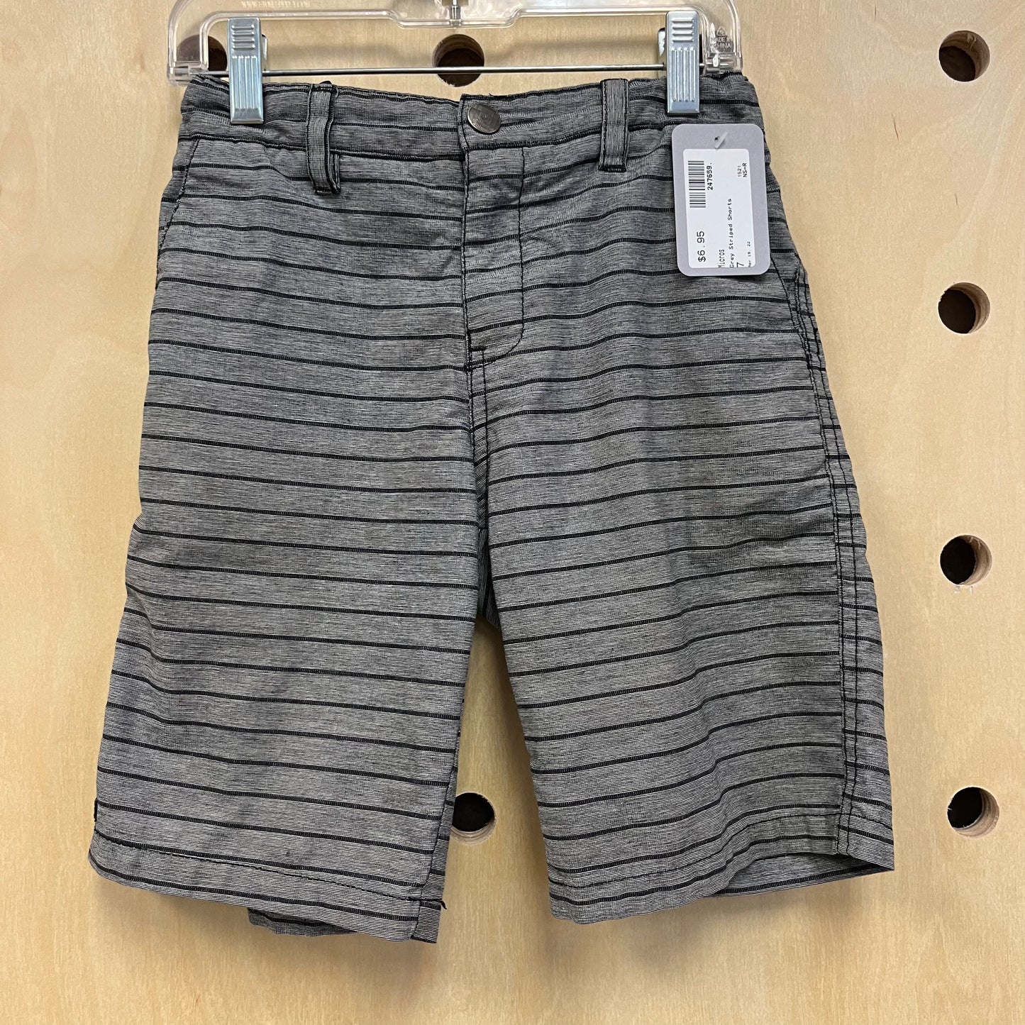 Grey Striped Shorts