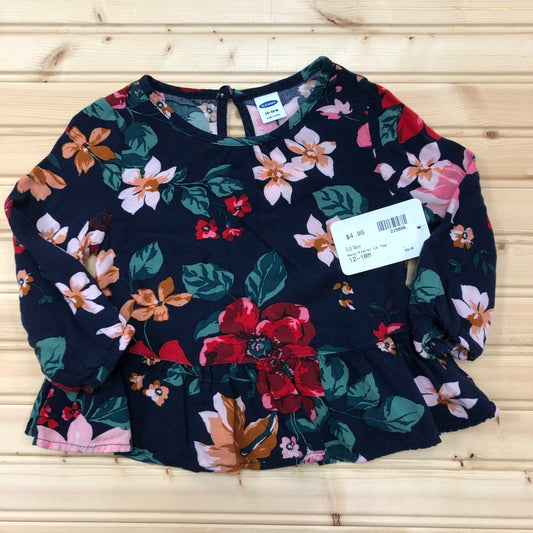 Navy Floral LS Top