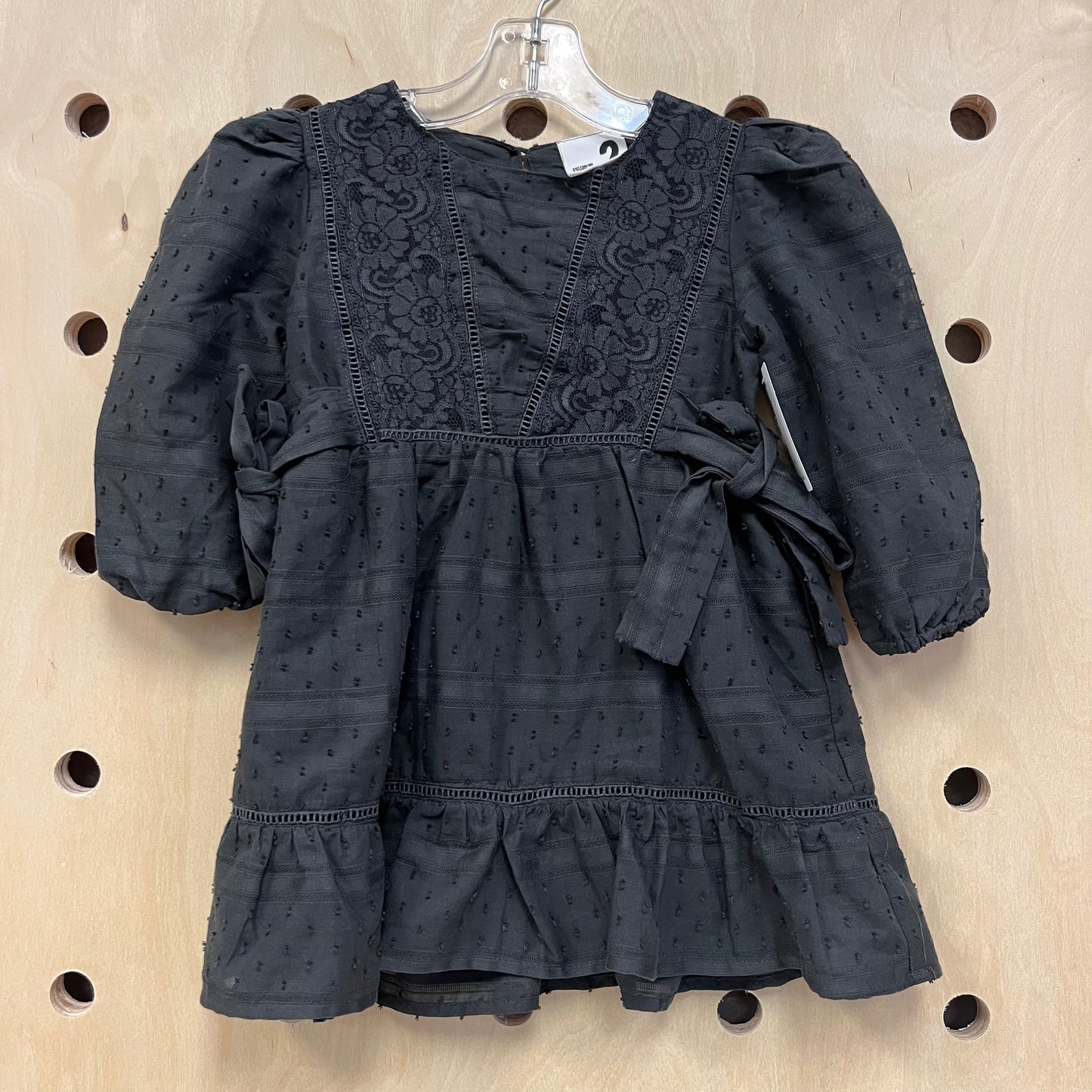 Grey Textured Dots Dress