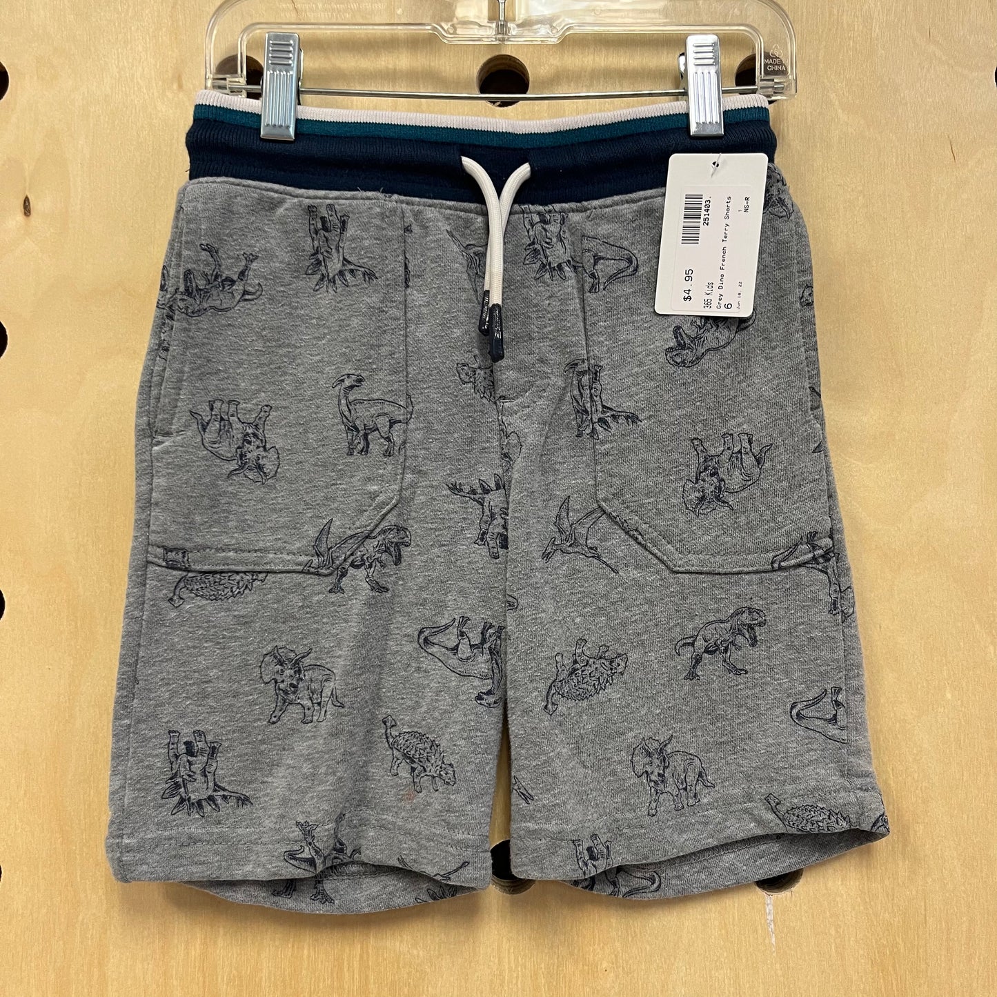 Grey Dino French Terry Shorts