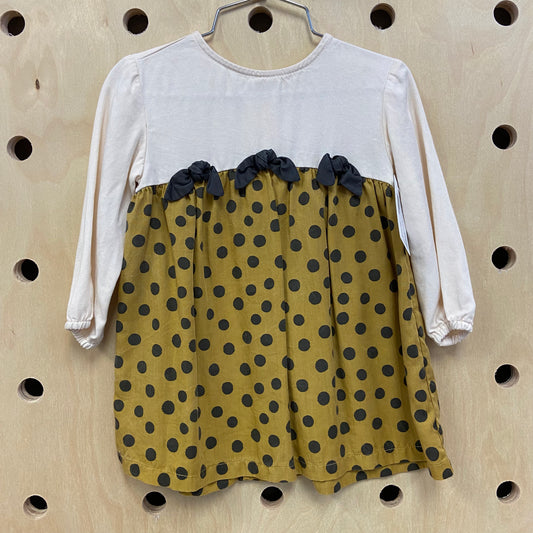 Cream + Mustard Polka Dot Dres