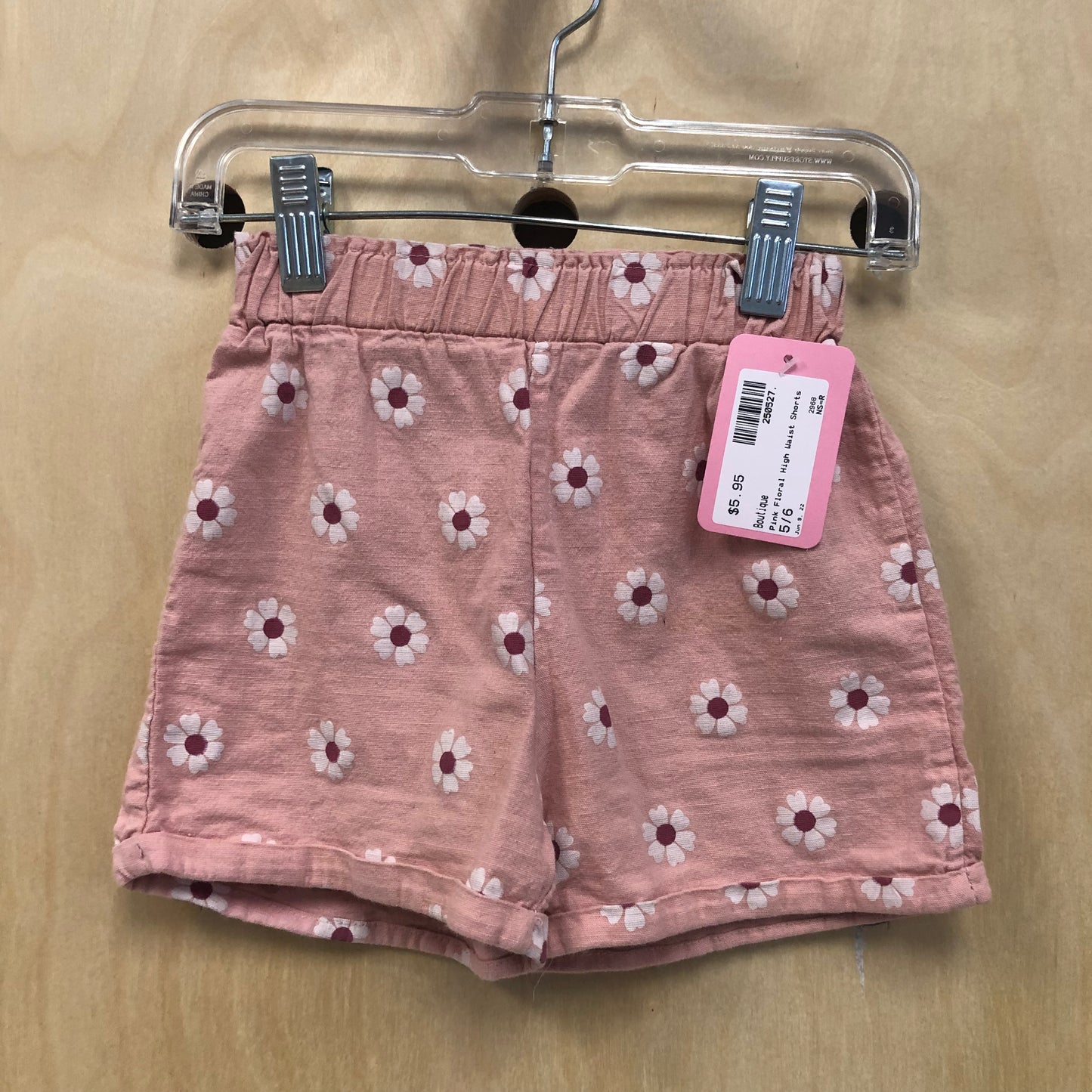 Pink Floral High Waist Shorts