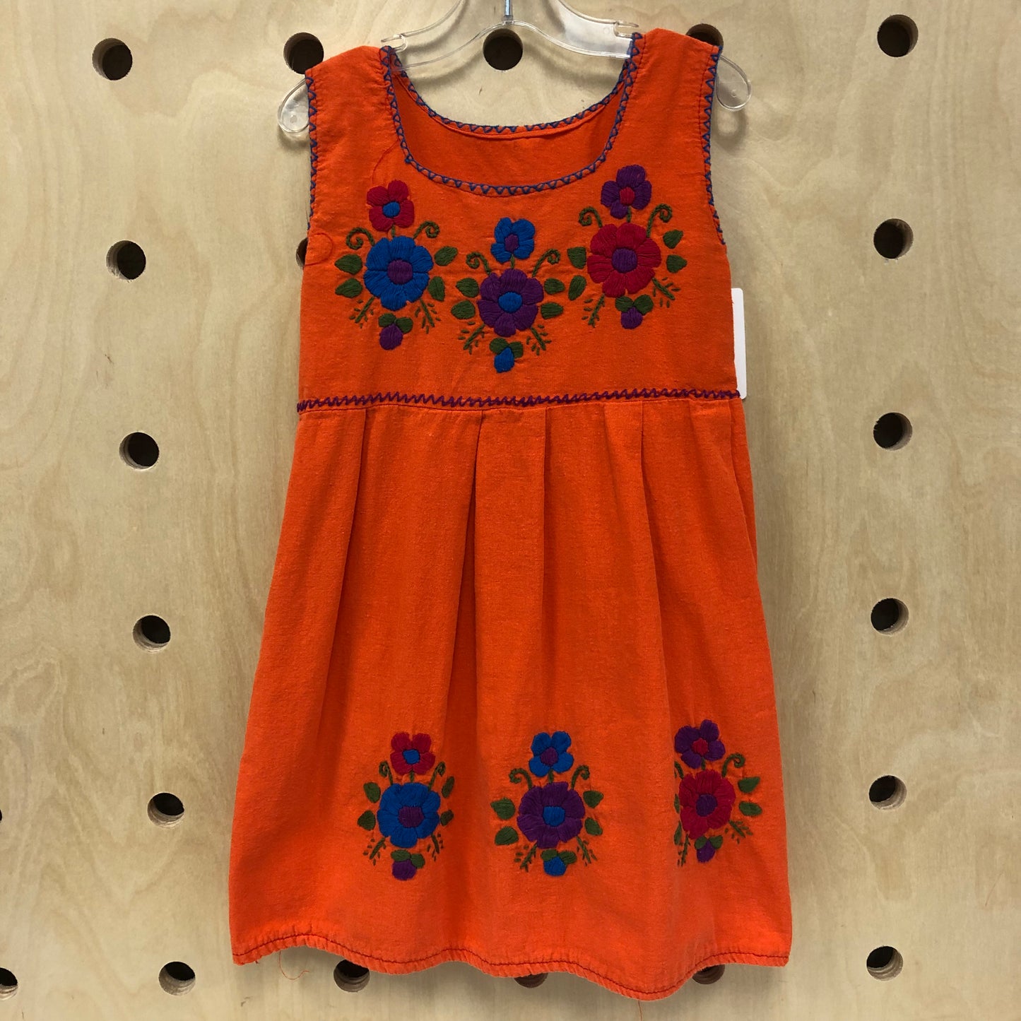 Orange Embroiderd Floral Dress