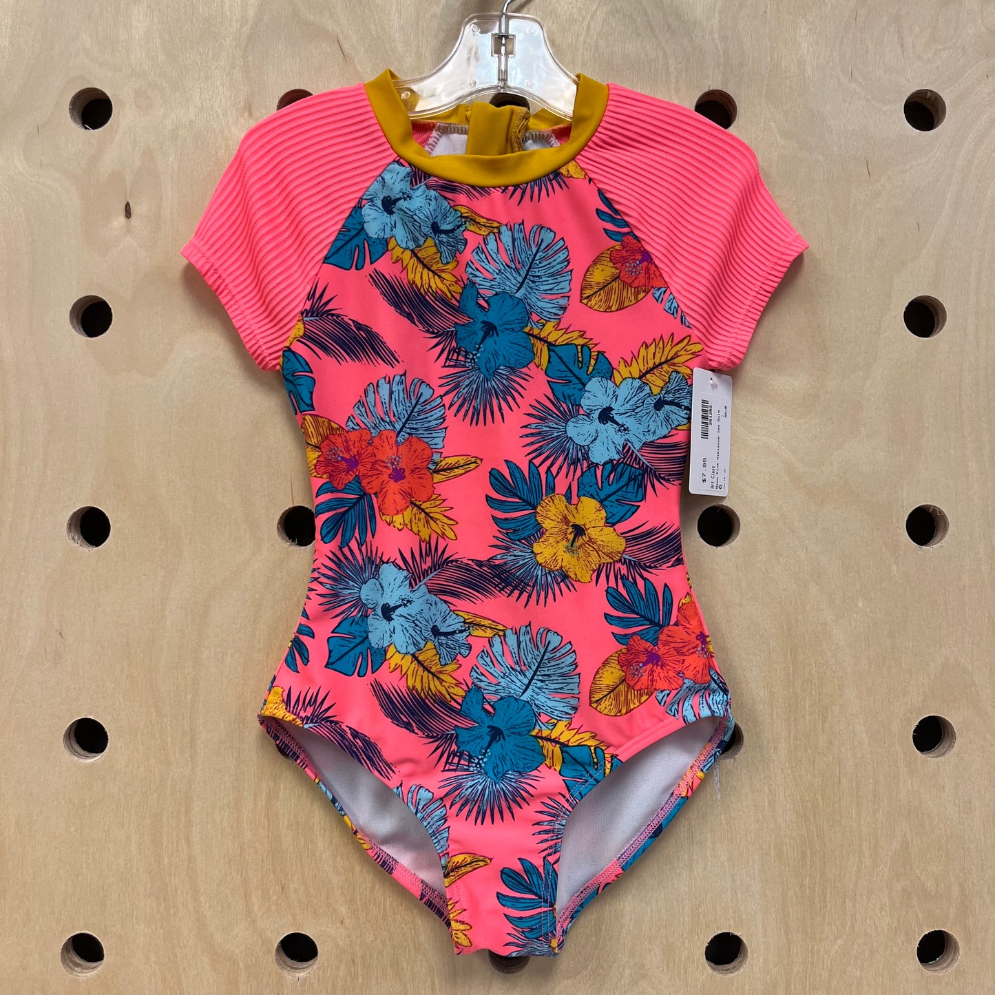 Neon Pink Hibiscus 1pc Swim