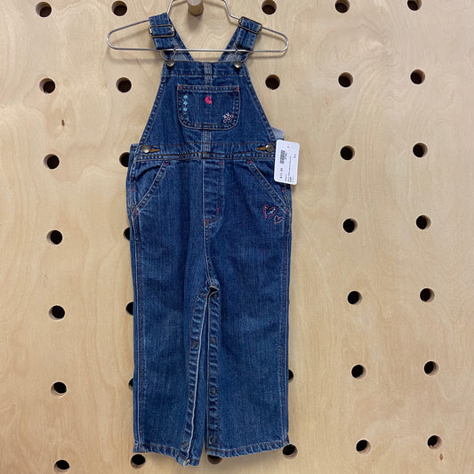 Denim Embroidered Overalls