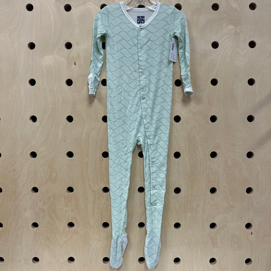 Mint & White Bamboo Footies