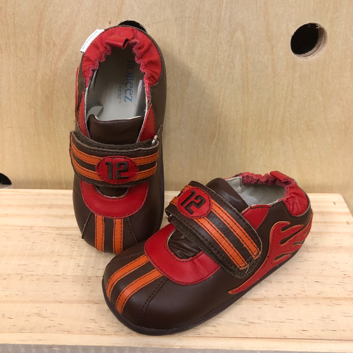Brown Flames Velcro Shoes
