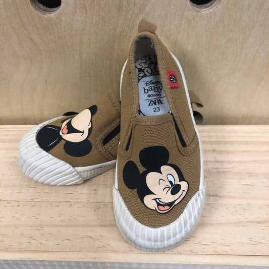 Tan Mickey Slip Ons
