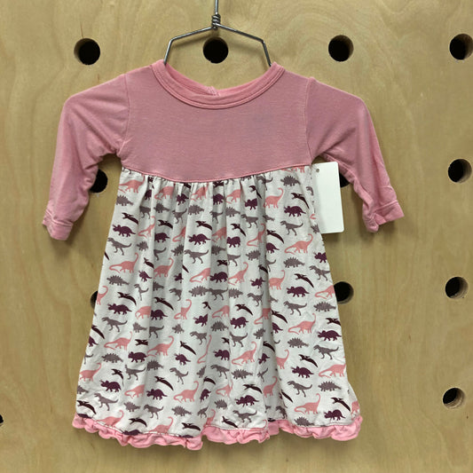 Pink Bamboo Dino Dress
