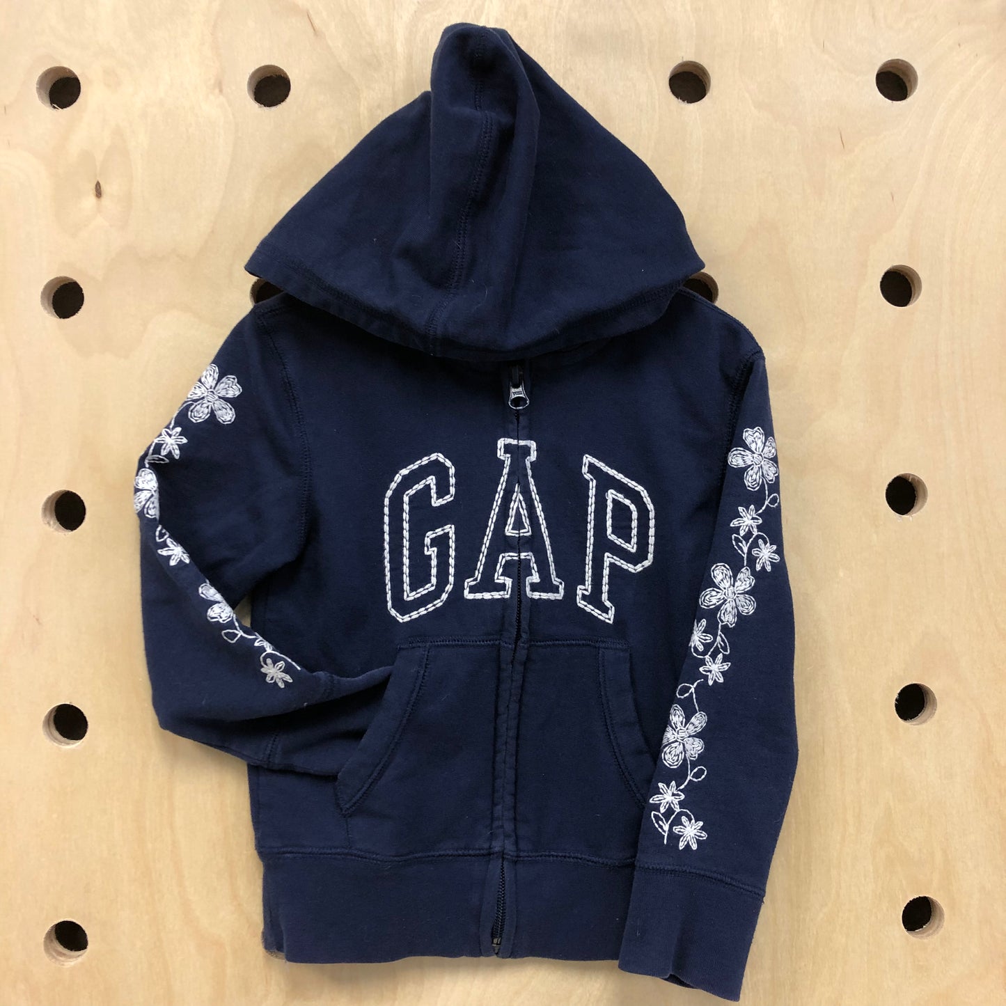 Blue Floral Sleeve Zip Hoodie