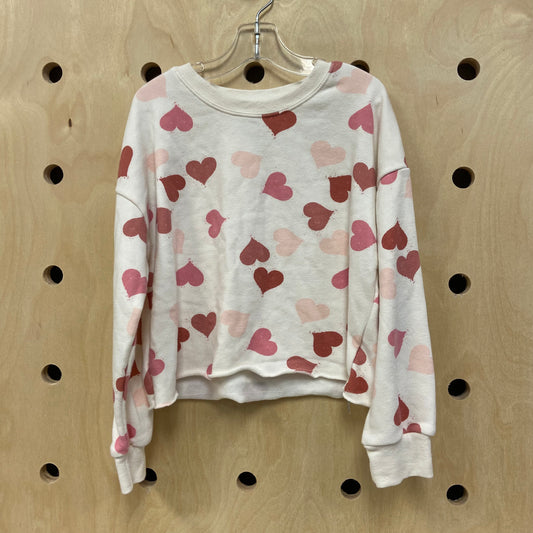 Cream Hearts Cropped Pullover