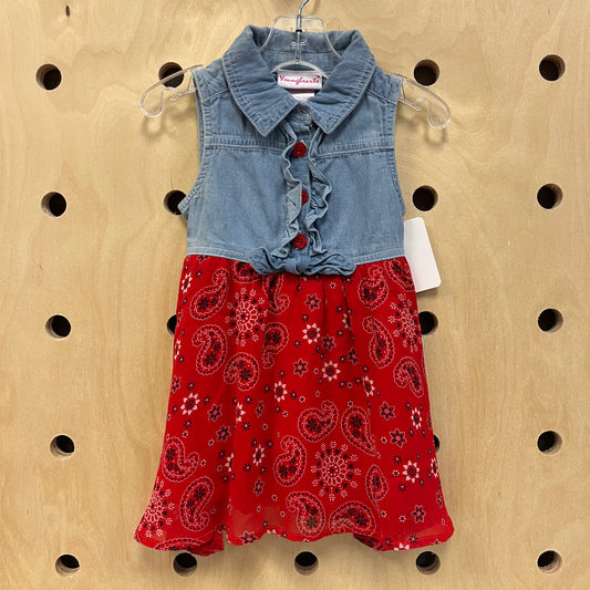 Denim+Bandana Tulle Dress