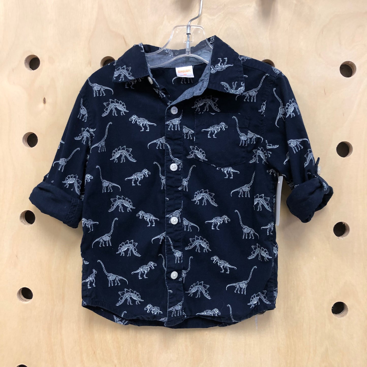 Navy Fossil Qtr Sleeve Button
