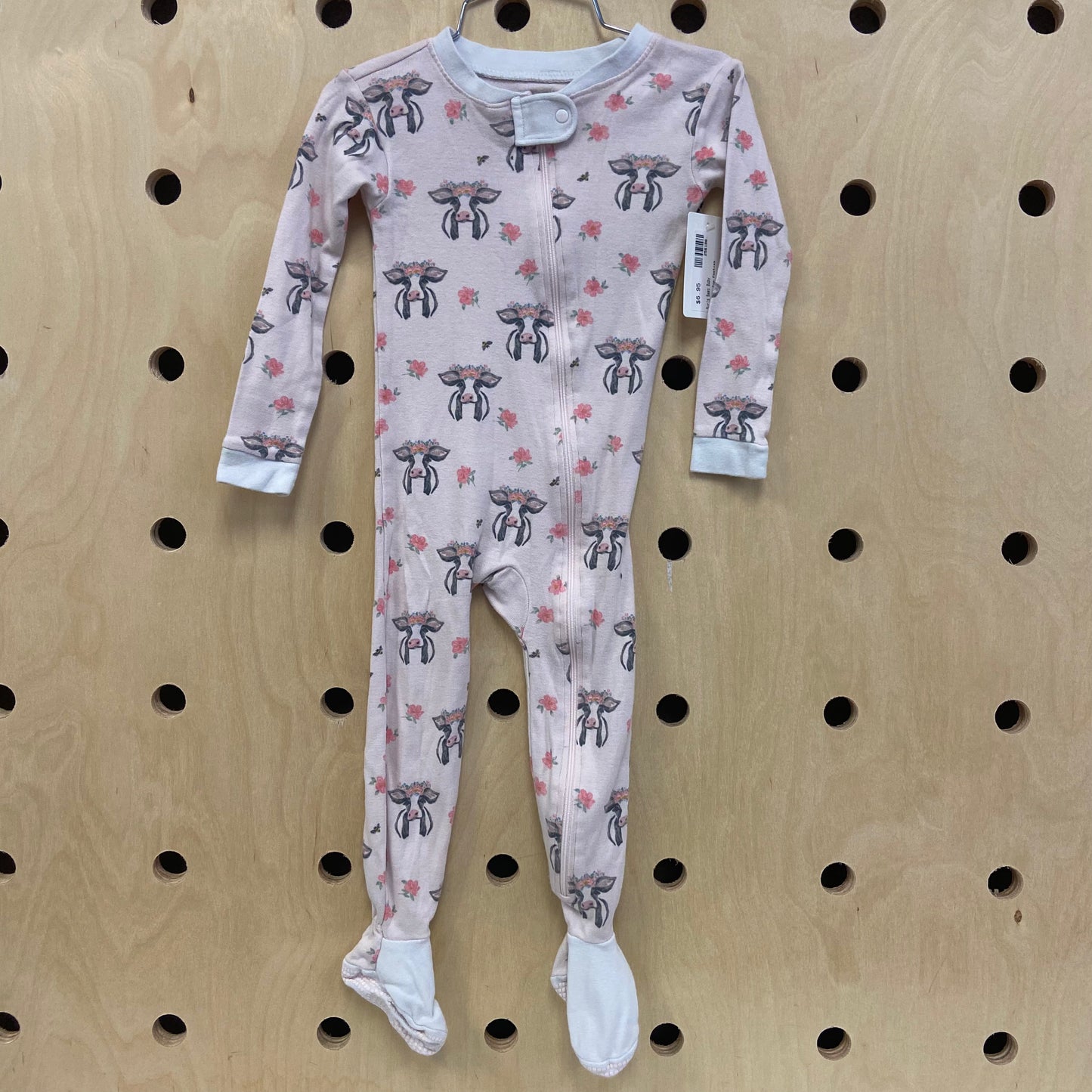 Pink Cow Zip Footies
