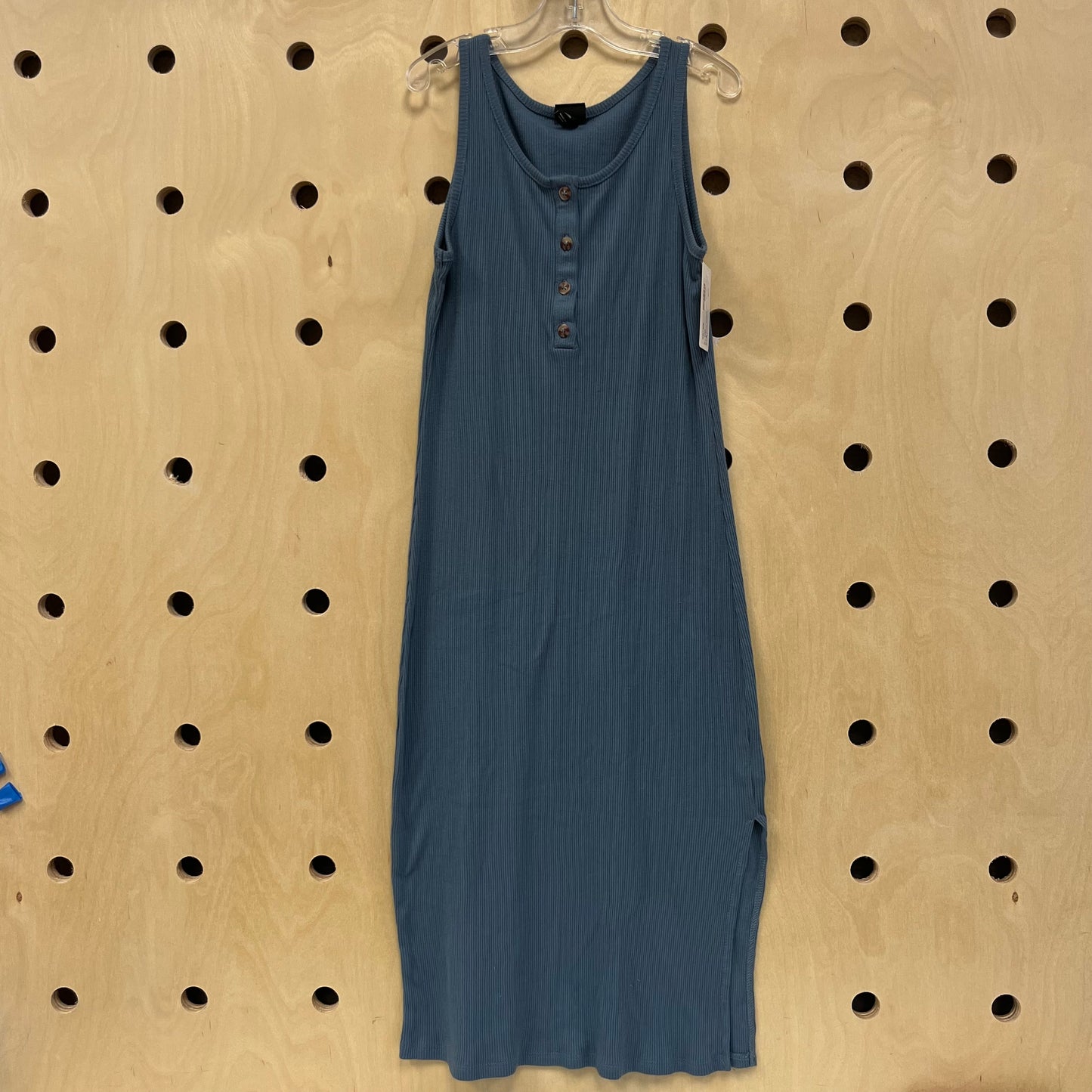 Dusty Blue Ribbed Maxi Dress