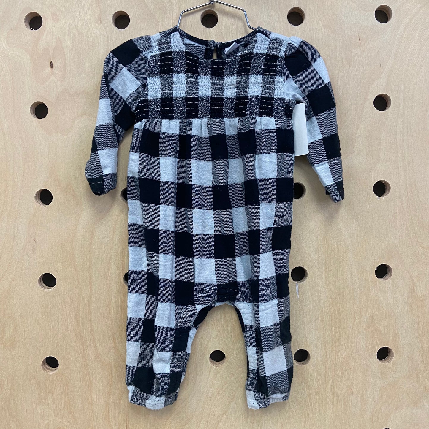 Black + White Plaid Romper