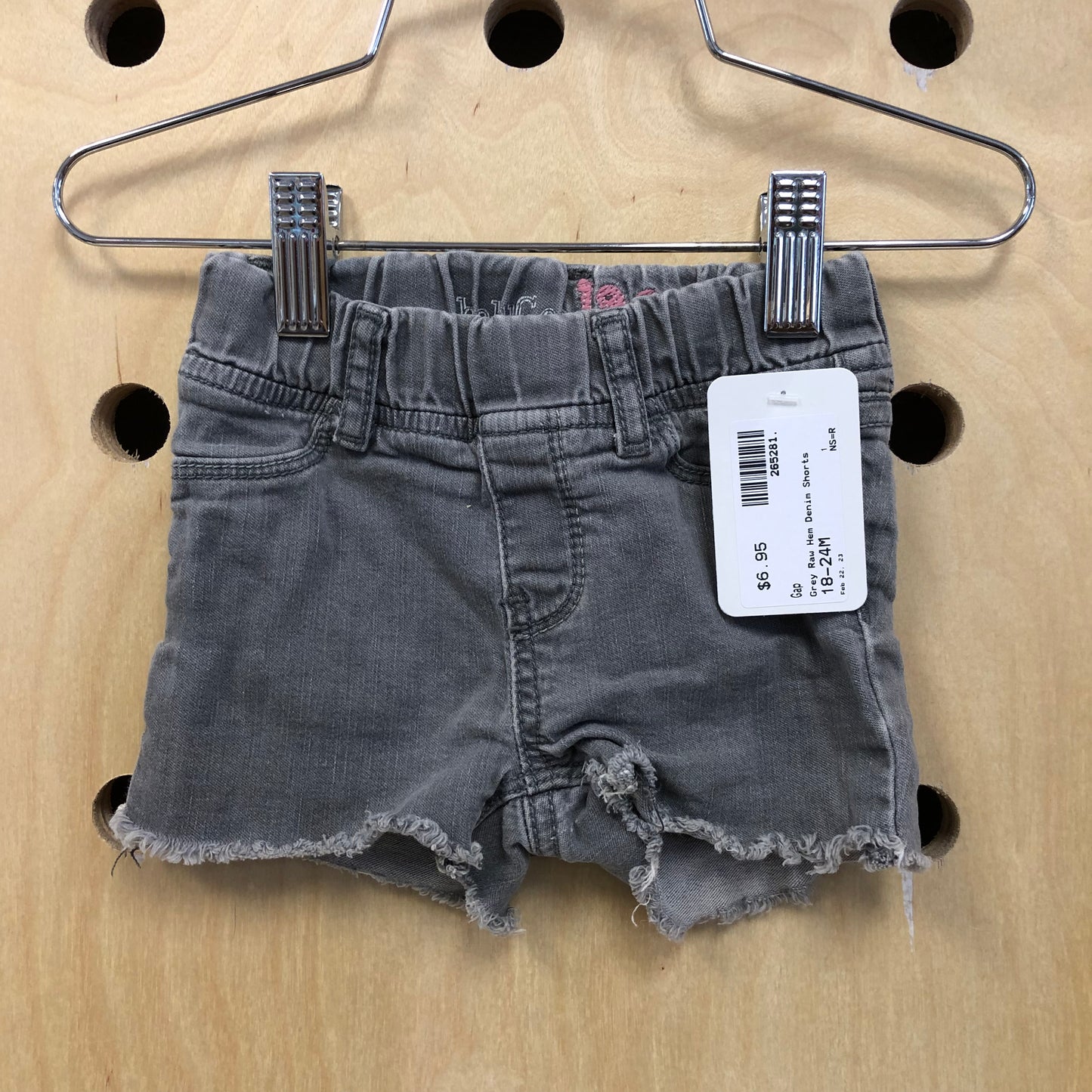 Grey Raw Hem Denim Shorts