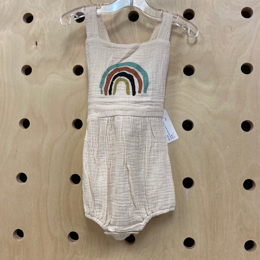 Cream Rainbow Muslin Romper