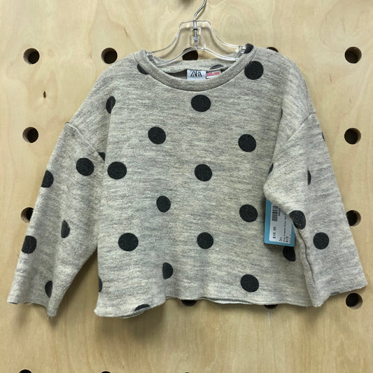 Grey Cropped Polka Dot Knit Top