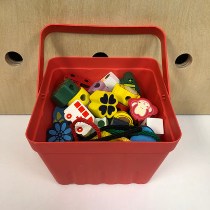 Wooden Lacing Beads + Bucket