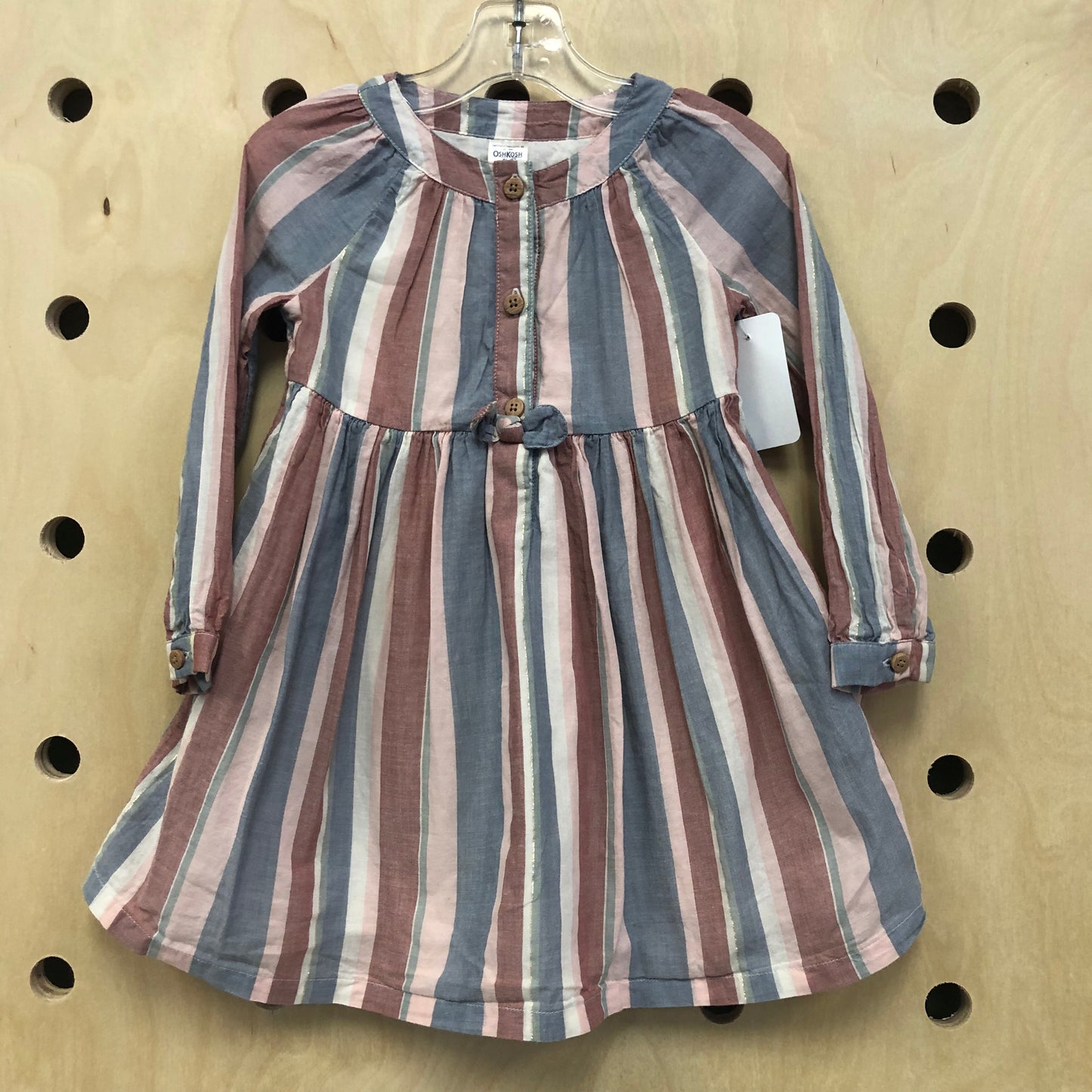 Mauve Pinstriped LS Dress