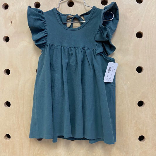 Dark Teal Ruffle Sleeve Dress