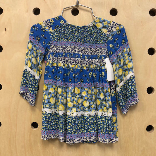 Blue + Yellow Crepe Dress