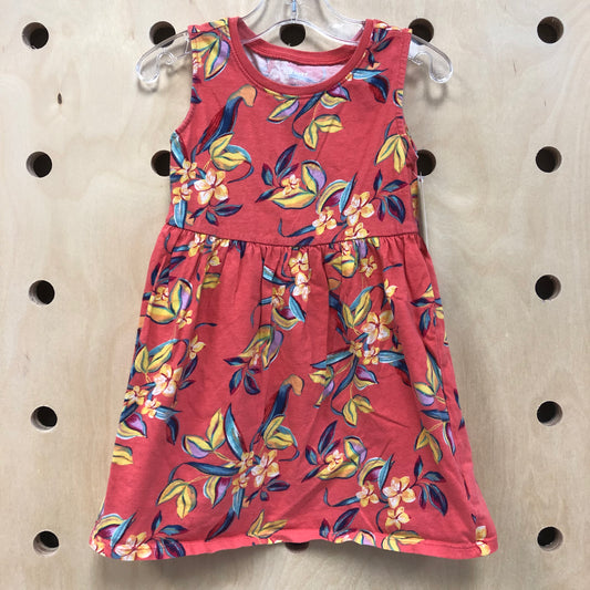 Coral Floral Dress